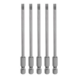 sourcing map 5pcs SL4 Magnetic Slotted Screwdriver Bits 4mm S2 Steel Flat Head Screwdriver Bit 1/4" Hex Shank Industrial Grade Screw Driver Drill Bits 100mm (3.9") Long for Screws