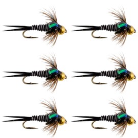 The Fly Fishing Place Bead Head Zebra Copper John Nymph Fly Fishing Flies - Set of 6 Flies Hook Size 16