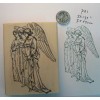 Dragonflylaser 3 angels Christmas rubber stamp WM 1.25x2.75" P21