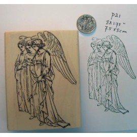 Dragonflylaser 3 angels Christmas rubber stamp WM 1.25x2.75"  P21