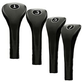 New Black Zipper Driver 1 3 5 7 Leatherette Fairway Golf Club Covers Wood Headcovers Head Cover Metal