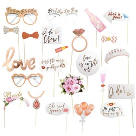 Misscrafts Bridal Shower Photo Booth Props (23Count) Wedding Bachelorette Party Favor, Assorted Designs and Sticks Best for Engagement Parties & Selfies Fun Signs for Bride to Be