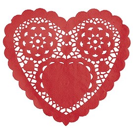 Elegant Red Heart Doilies - 6" (Pack of 30) - Eye-catching Design & Premium Quality Material - Perfect for Weddings, Parties & Tea Gatherings