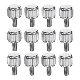 HARFINGTON 12pcs Knurled Thumb Screws M2.5x5mm Stainless Steel Locking Screws Round Flat Head Knob Bolts for Slide Caliper Measuring Tool Accessories, Silver