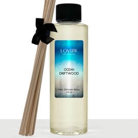 LOVSPA Ocean Driftwood Reed Diffuser Oil Refill with Replacement Reed Sticks | Orange Blossom, Citrus, Cottonwood, Driftwood, Patchouli & Vanilla | DIY Room Fragrance | Made in The USA
