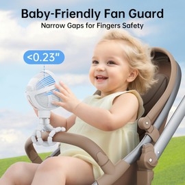 GUSGU Stroller Fan Clip on for Baby, Flexible Tripod & Rechargeable Battery, Small Personal Fan, Mini Portable Fan for Travel, Handheld, Car (White)