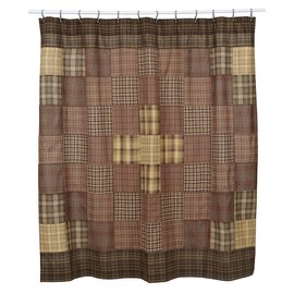 VHC Brands Prescott, Rustic, Bath Decor, Shower Curtain Unlined, 72x72, Brown