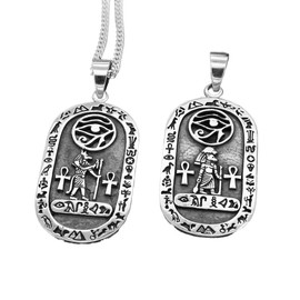 Quality 925 Silver Egyptian Eye Necklace/Eye of Horus Pendant/Anubis God Pendant/Sekhmet Necklace/Ankh Pendant Protection Necklace/Ancient Egyptian/Genuine Silver/Free Engraving -KIMNKIM R19