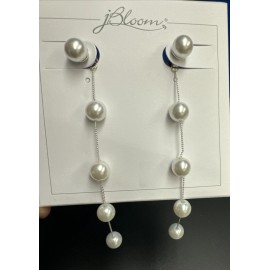 JBloom Design Trendy Fashion Jewelry Adriana Silver Pearl Drop Dangle Earrings