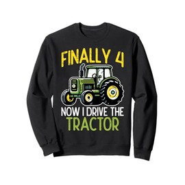 Finally 4 Now I Drive Tractor 4th Birthday Farm Boys Kids Sweatshirt