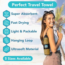 Youphoria Microfiber Travel Towel Fast Drying Lightweight - Quick Dry Towel for Camping, Beach, Backpacking, Hiking, & Sport