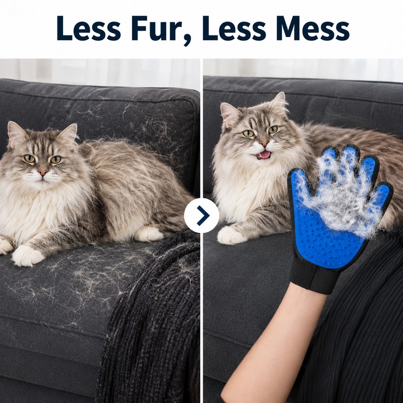 Silicone Pet Grooming Gloves for Cat & Dog Hair Removal