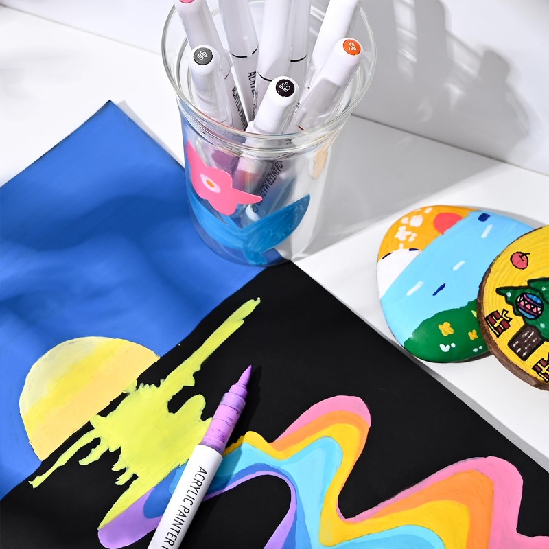 Temiary 9 Colors Acrylic Paint Pens Markers, Grey Series