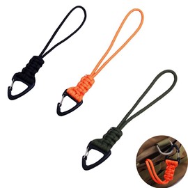 DraCra 3 Pack Paracord Keychain Lanyard Triangle Buckle Lock Clip Hook Strap Clasp Parachute Rope Hanging Carabiner for Outdoor Survival Tactical Camping Backpack Fishing