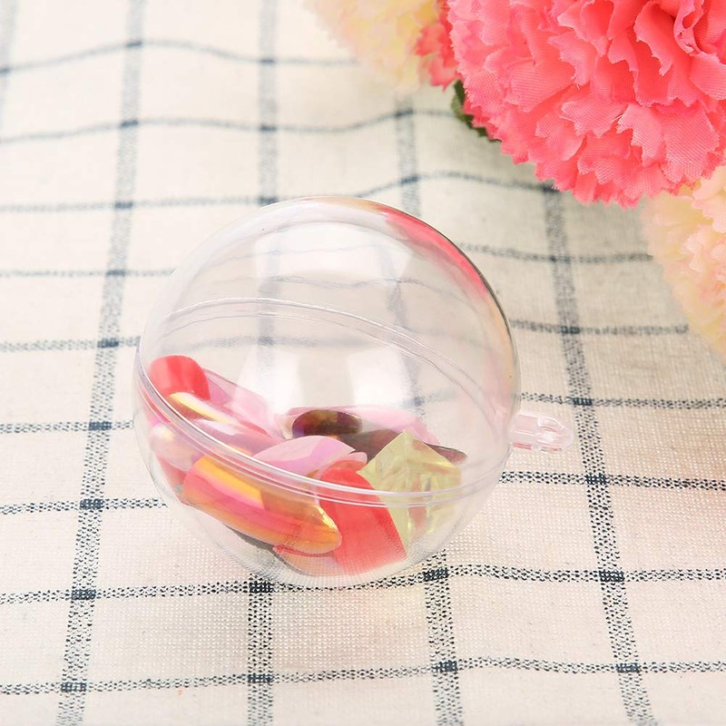 Pack of 20 Transparent Plastic Baubles Fillable Empty Plastic Baubles