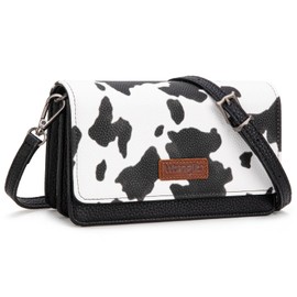 Wrangler Small Crossbody Wallet Purse for Women Crossbody Bag with Cell Phone Pocket WG189-206COW-BK