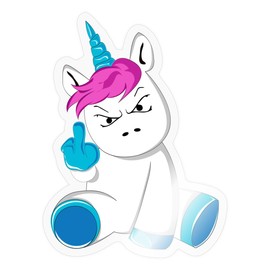 Spreadshirt Unicorn Angry Stink Finger Sticker, Max. 10 x 10 cm, 10 x 10 cm, Glossy Transparent