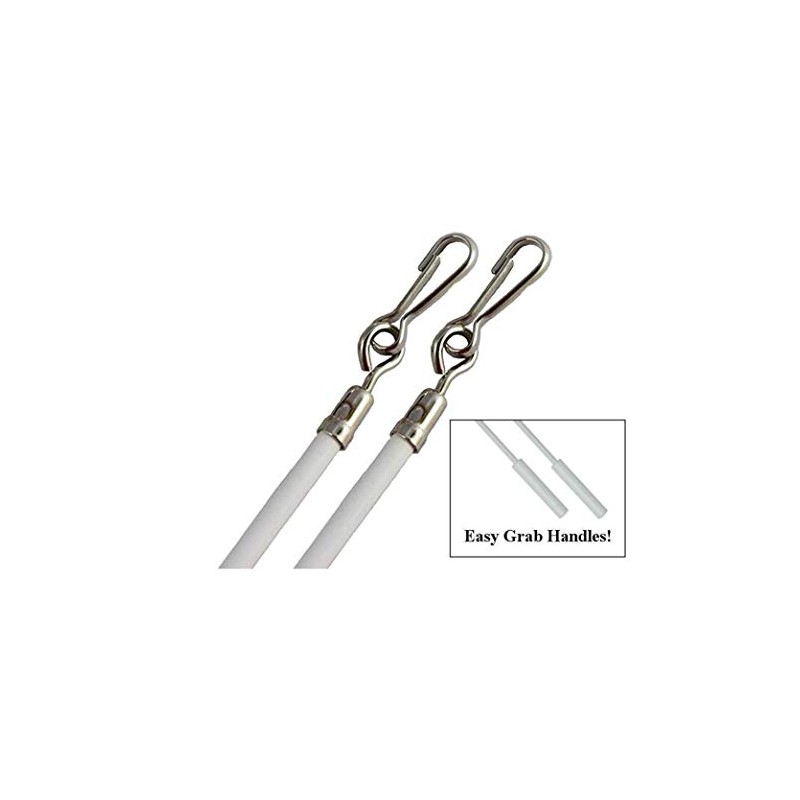 29" WHITE Vinyl Coated STEEL DRAPERY BATONS with Stainless Steel