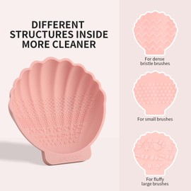 Docolor Shell geformt Silikon Make-up-Pinsel Reinigungskissen, Make-up-Pinsel Scrubbing Pad, Make-up-Pinsel tragbare Reinigungswerkzeug - Rose