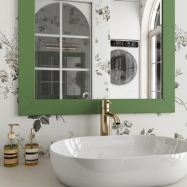 HelloWall Olive Green Wallpaper Border Bathroom Mirror Frame Border Peel and Stick Wallpaper Borders Self Adhesive Waterproof Bathroom Tiles Sticker Mirrors Tape Trim Bulletin Board Borders 3"x197"