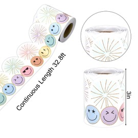 Whaline 32.8ft Preppy Happy Face Bulletin Board Borders Sunglasses Heart Smile Face Firework Die-Cut Rolled Border Trim for Chalkboard Wall Decoration