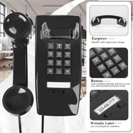MCKTHO Retro Wall Phones, Old Wall Mounted Phone Landline Phone with Loud Mechanical Ringing Vintage Wall Corded Telephone with Volume Adjustable for Home, Hotel, School and Office (Black)
