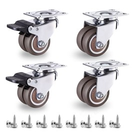 NERILEE 2" Swivel Casters Wheels,Total Load 880Lbs with 2 Brakes Heavy Duty Double Row TPE Rubber Castors Wheels, Set of 4 for Moving Silent Furniture/Table/Trolley/Workbench Pallet Swivel Wheels