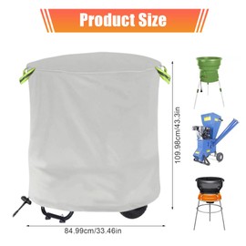 210D Oxford Wood Chipper Shredder Cover with Reflective Drawstring, ZDHQLHJ 33"x43" Heavy Duty Waterproof Electric Leaf Mulcher Cover, All-Weather Protection for Garden Equipment (Silver)