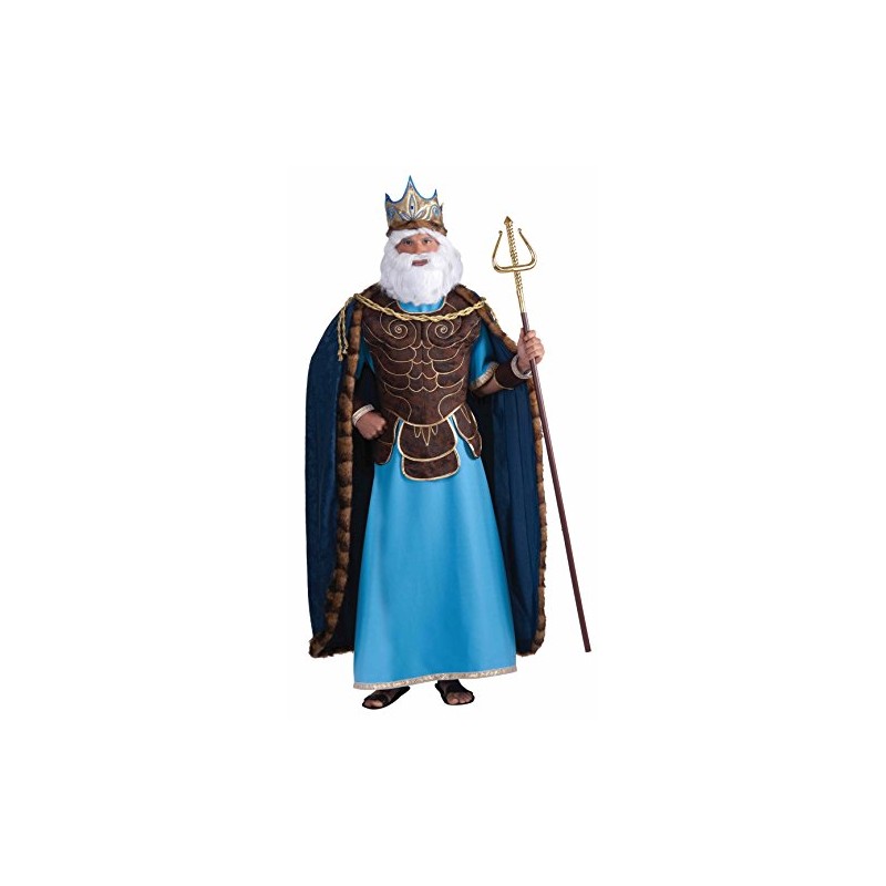 Men's King Neptune Costume, Blue/Brown, One Size
