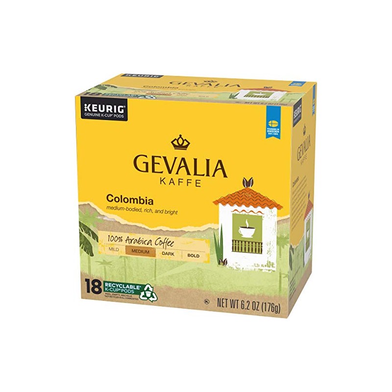 Gevalia Colombia Blend Medium Roast K-Cup Coffee Pods (18 Pods)