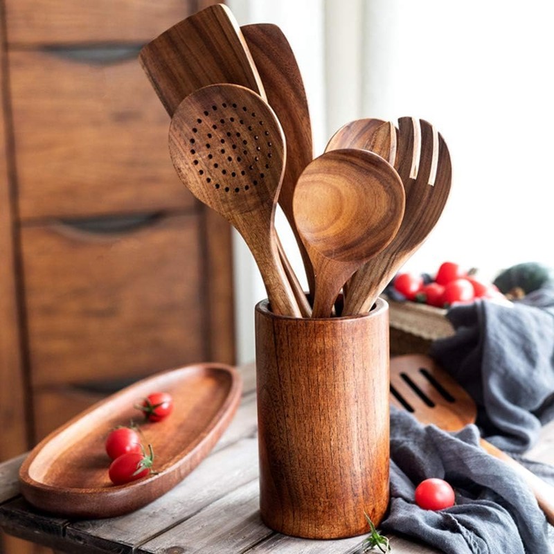 Teak Wooden Modern Spoon, Wooden Spoon 1pc (Brown, One Size)