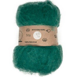 Carded Wool For Felting, Needle Felting Wool, Wool Batt, Craft Wool, Single Shade (Group C), 100 grams 3.5 Oz (Teal (65))
