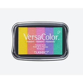 Rayher 2839799 Tsukineko Versacolor Pigment Ink Pad, Rainbow, 5 Colours, Stamp Surface 4.7 x 7.5 cm, Water Based Ink, Stamp Ink