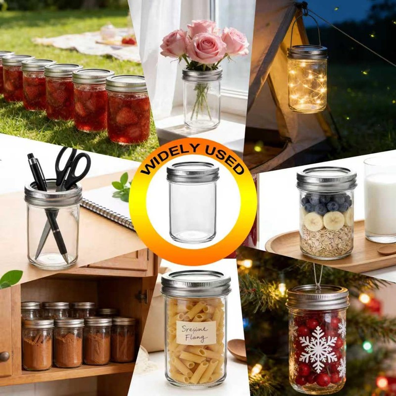 YOOSSICY 8 Pack Mason Jars (16 oz & 8 oz)