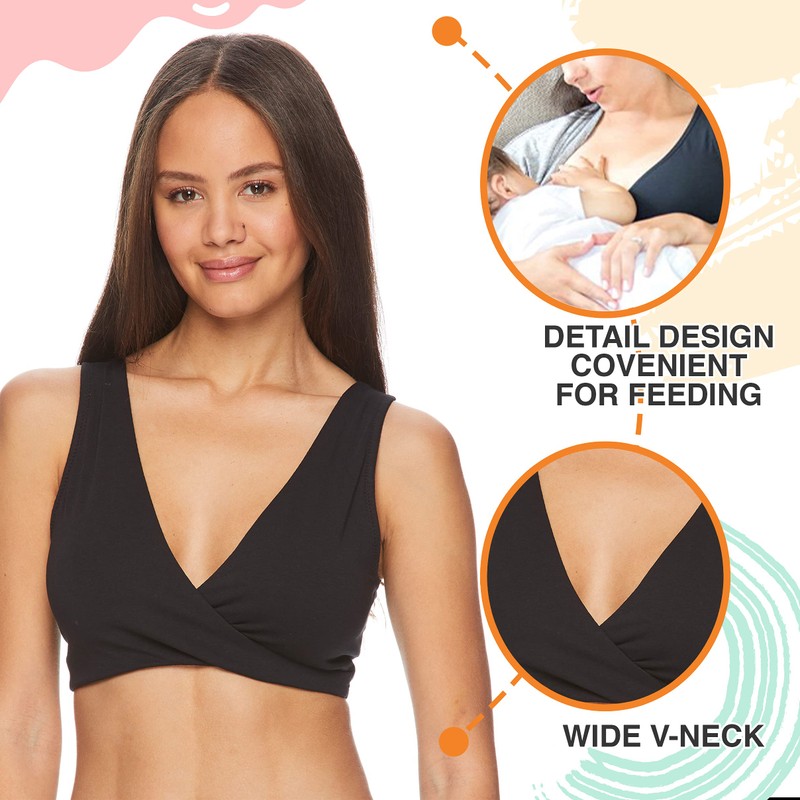 Lamaze Maternity Women's Cotton Spandex and Nursing Soft Sleep Bra,