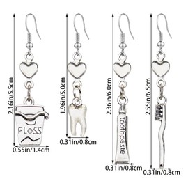 QzxEqz 2 Pairs of Dentist Floss Toothbrush Toothpaste Teeth Set Earrings Tooth Earrings for Women (style-1)