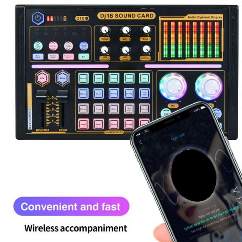 Sound Mixer Multi Sound Effects Noise Reduction Colorful Lights DJ18