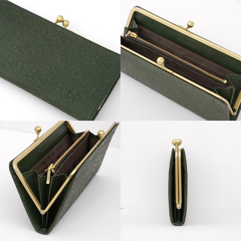 HIRAMEKI Morris Slim Gamaguchi Long Wallet, Cowhide Leather, Embossed William