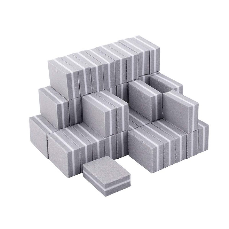 Juego de 20 miniesponjas de doble cara para pulir uñas