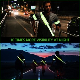 Pomerol LED Reflective Vest Running Gear High Visibility Reflective Running Gear Rechargeable Light Up Running Vest for Walking Running Cycling, Adjustable for Men Women（ 4Lights Colors + Wrist）