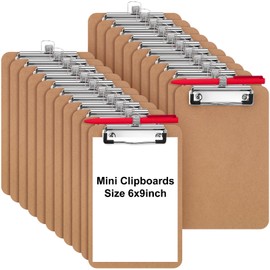 Sabary 12 Pack Mini Clipboards Bulk with Pen Holder 6x9 Small A5 Memo Size Clipboards Wood Note Boards Heavy Duty Hardboard Check Presenters for Restaurant Office Business Supplies (Pen Not Included)