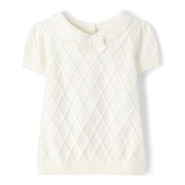 Gymboree,Girls,and Toddler Short Sleeve Peter Pan Collar Sweater,White,18-24 Months