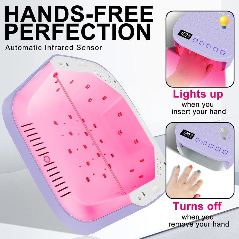 Red Light UV LED Nail Lamp, Cordless Professional UV Nail