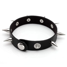 Manfnee 2Pack Punk Goth Bracelet for Man Women Leather Spike Rivet Metal Studded Wristbang Black