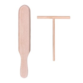 BOBOZHONG Crepes Distributor, 2 Pieces Crepes Spatula, Crepes Wooden Distributor, T-shaped Pancake Stick, Crepes Slider, Wooden Turner, Made of Robust and Sustainable Beech Wood, DIY Kitchen Tool