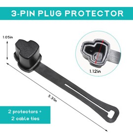 JUSTTOP 2 PCS 3 Prong Plug Protector, Premium Electrical Plug End Cover for Engine Block Heater Cords, Universal Weatherproof Extension Cord Cover Caps for 120 Volt Plugs