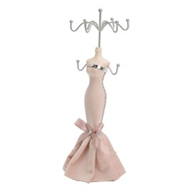 Model Dress Jewelry Display Stand Earring Necklace Ring Holder Storage Organizer Hanging Tower Rack Light Pink