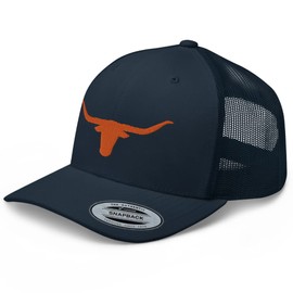 RIVEMUG Western Texas Orange Longhorn Trucker Hat Country Hat Rodeo Cowboy Farm Ranch Snapback Baseball Cap Men Women