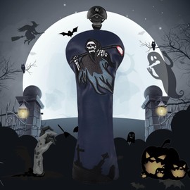 LZFAN 3PCS Golf Club Head Cover Set Golf Head Cover Driver Headcover Fairway Wood Headcover Hybrid Club Head Cover Embroidered Leather (Ghost)