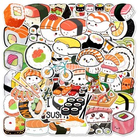 Cute Sushi Stickers, 50 Pieces, Aesthetic Decoration, Vinyl Stickers for Scrapbook, Laptop, Children, Teenagers, Girls